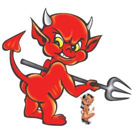 Autocolant funny devil diablo girl 1buc 47x52cm