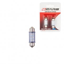 Bec tip led 12v sofit cu 6 leduri 10x36mm sv85-8 2buc - albastru