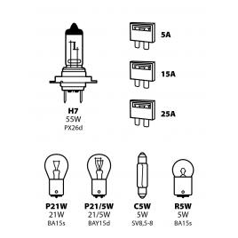 Kit becuri si sigurante 8buc 12v - halogen h7