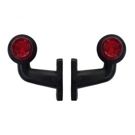 Lampa gabarit camion cu brat extra scurt 90? cu led 12/24v set 2buc stg/dr - alb/rosu