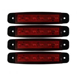 Lampa gabarit cu 6 led-uri 12/24v set 4buc - rosu