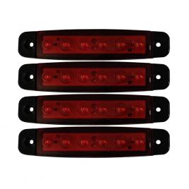 Lampa gabarit cu 6 led-uri 12/24v set 4buc - rosu