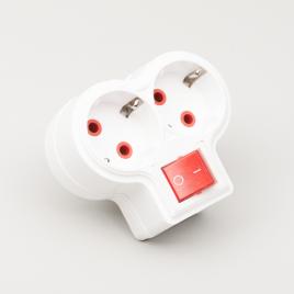 Adaptor 2 prize cu cp cu intrerupator compact