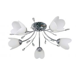 Lustra lotus crom+alb 5xe27 60w