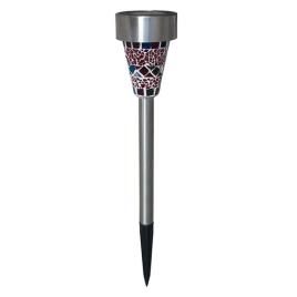 Lampa solara led mozaic crom 7.5x7.5x40cm