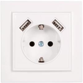 Priza schuko 2xusb st racer 1301.200
