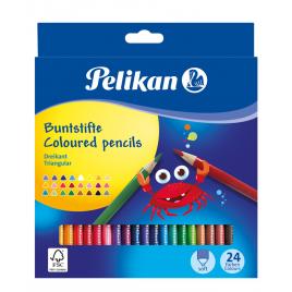 Creioane color, set 24 culori, sectiune triunghiulara