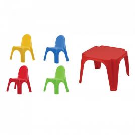 Set de joaca din 5 piese starplast set masuta cu 4 scaune multicolore