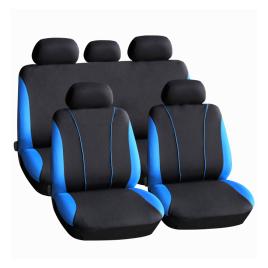 Set huse scaun auto ieftine, universale 9 piese, model v-style - albastru
