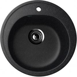 Chiuveta rotunda compozit bucatarie ulgran u-101-308, negru, sifon complet inclus