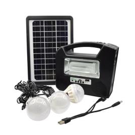 Kit cu panou solar cu 3 becuri, portabil, bluetooth, radio, usb,  10000mah