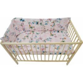 Lenjerie patut bebe cu aparatori laterale h33 cm 6 piese Fluturasi R bumbac multicolor 120X60 cm