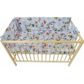 Lenjerie patut bebe cu aparatori laterale h33 cm 6 piese Fluturasi albastri N bumbac multicolor 120X60 cm