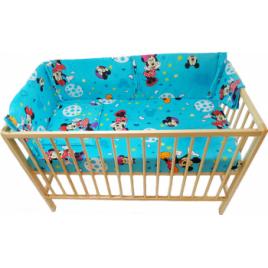 Lenjerie patut bebe cu aparatori laterale h33 cm 6 piese Mickey N bumbac multicolor 120X60 cm