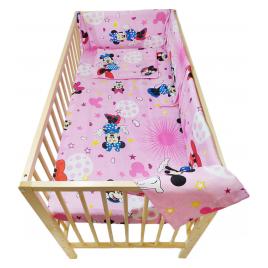 Lenjerie patut bebe cu aparatori laterale h33 cm 6 piese Minnie N bumbac multicolor 120X60 cm