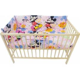 Lenjerie patut bebe cu aparatori laterale h33 cm 6 piese Minnie S bumbac multicolor 120X60 cm