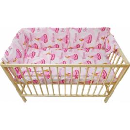 Lenjerie patut bebe cu aparatori laterale h33 cm 6 piese Printese bumbac multicolor 120X60 cm