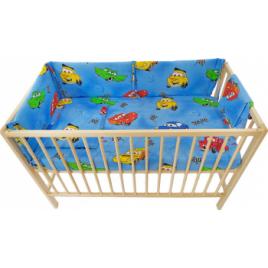 Lenjerie patut bebe cu aparatori laterale h52 cm 6 piese Cars bumbac multicolor 120X60 cm