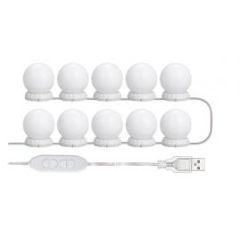 Set 10 Becuri LED pentru Oglinda cu Alimentare prin USB, Lungime Cablu 5 m