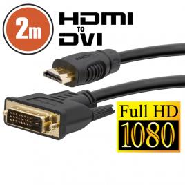 Cablu dvi-d / hdmi • 2 m cu conectoare placate cu aur