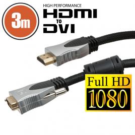 Cablu dvi-d / hdmi • 3 m profesional cu conectoare placate cu aur