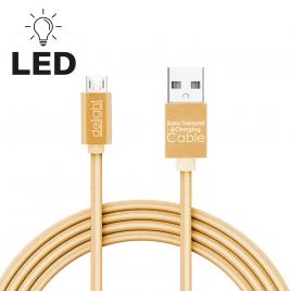 Cablu de date - micro usb - cu lumină led auriu 1 m