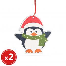 Set ornamente de pom - model pinguin - lemn - 8 x 6 cm 2 buc./ pachet