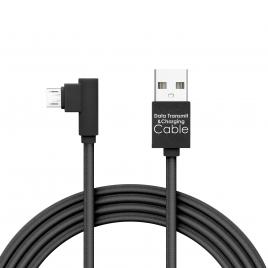 Delight - cablu de date micro usb gamer execuţie 90° - negru 2m -2a