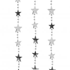 Ghirlandă decor - stele argintii - 22 cm x 3 m