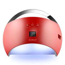 Lampa Unghii LED Unghii SunUv,21 Leduri SUN6 48W Dual UV Led Profesionala, 30s/60s/90s Timer LCD Display Red, Perfect