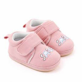 Pantofiori roz pudra pentru fetite - smile (marime disponibila: 3-6 luni