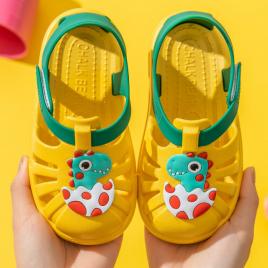 Papuci galbeni tip sandaluta din cauciuc pentru copii - dino baby (marime