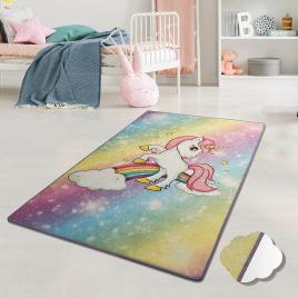Covor camera copilului dreptunghiular unicorn multicolor 100x160cm
