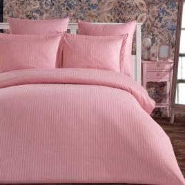 Lenjerie de pat din bumbac satinat model roz pudra 6 piese