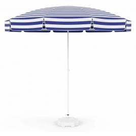 Umbrela de soare pentru plaja cu suport, protectie UV, Ø 180 cm, albastra cu alb