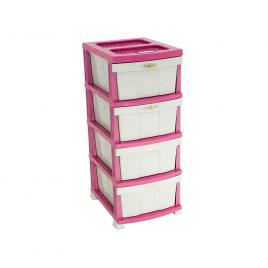 Dulap plastic universal pentru depozitare cu 4 sertare elegant roz