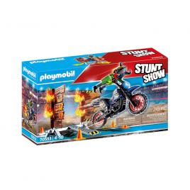 Playmobil stunt show - motocicleta cu perete de foc