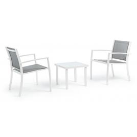 Set 2 scaune din fier alb cu masuta cafea auri 58 cm x 58 cm x 75 h x 42 h1 x 58 h2