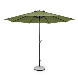 Umbrela de gradina cu picior din fier negru copertina textil verde kalife Ø 300 cm x 242 h