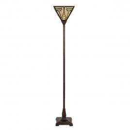 Lampadar cu baza din polirasina maro si abajur sticla tiffany 31 cm x 31 cm x 187 h