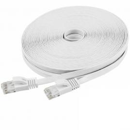 Cablu UTP Retea, Alb, Format Plat Flexibil Cat6, 20m Lungime - Cablu Ethernet de Internet cu Mufa, Conector RJ45