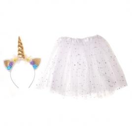 Set costum unicorn pentru fetite, gonga® alb