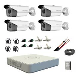 Kit complet 4 camere supraveghere exterior Hikvision 1080P 80 m IR hard 1tb