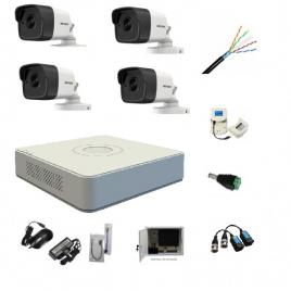 Kit complet profesional 4 camere supraveghere exterior 5MP TURBOHD HIKVISION 40 m IR
