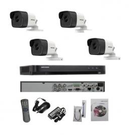 Kit sistem 4 camere supraveghere exterior 5MP TURBOHD HIKVISION 40 m IR cu DVR HIKVISION 4K