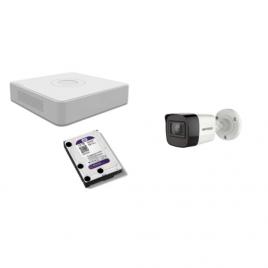 Kit supraveghere video Hikvision 5MP, cu 1 camera 5MP de exterior/interior si HDD 1 TB MK497