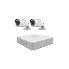 Kit supraveghere video exterior Hikvision, 2 camere supraveghere, DVR, surse de alimentare, videobalun