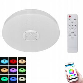 Plafoniera cu LED, RGB, Bluetooth, Muzica, Telecomanda, 40 cm, Alb