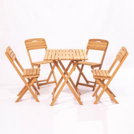 Set mobilier gradina - terasa bistro, 4 scaune +1 masa, stejar