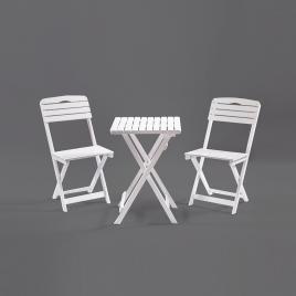 Set mobilier gradina - terasa bistro cu 2 scaune si 1 masuta, pliabile, alb